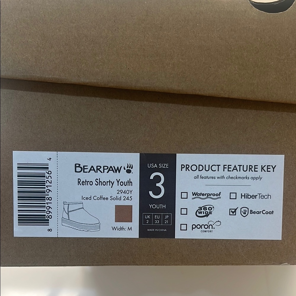 BearPaw Retro Shorty Youth Boots - Iced Coffee